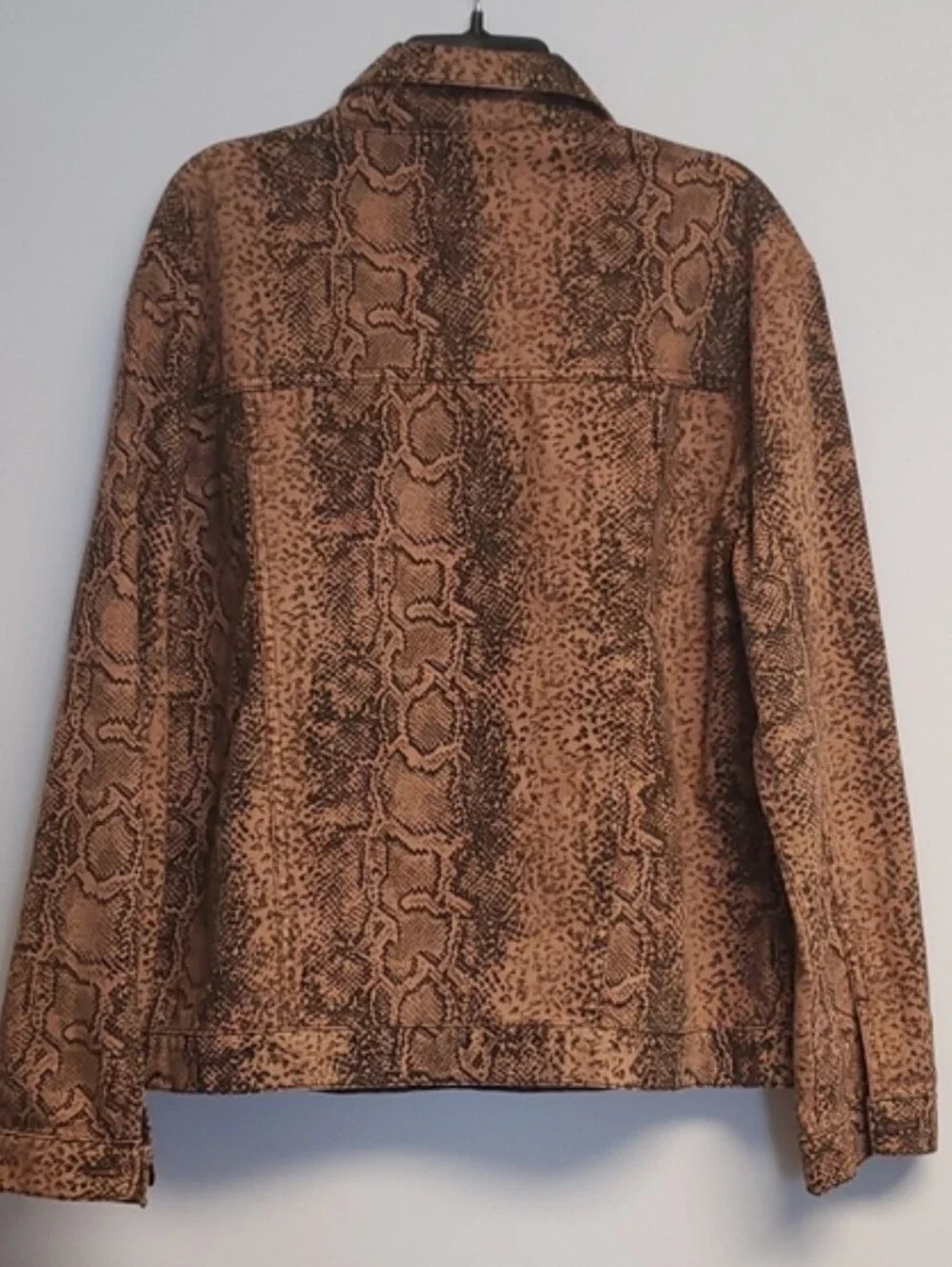 Free People Tucker Brown Snake-Print Denim Jacket Large - Picture 8 of 9